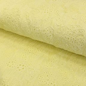 Cotton fabric VOILE EMBROIDERY Vintage yellow