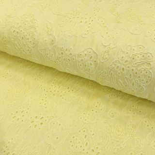 Cotton fabric VOILE EMBROIDERY Vintage yellow