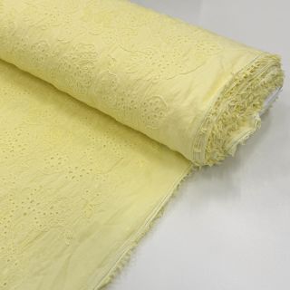 Cotton fabric VOILE EMBROIDERY Vintage yellow