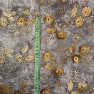 Cotton fabric TIE DYE EMBROIDERY Poppy design F
