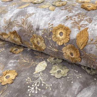 Cotton fabric TIE DYE EMBROIDERY Poppy design F