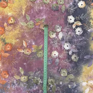 Cotton fabric TIE DYE EMBROIDERY Poppy design E