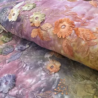 Cotton fabric TIE DYE EMBROIDERY Poppy design E