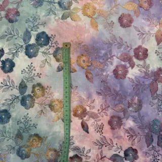 Cotton fabric TIE DYE EMBROIDERY Poppy design C