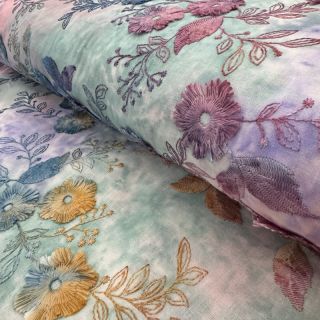 Cotton fabric TIE DYE EMBROIDERY Poppy design C