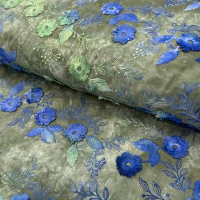Cotton fabric TIE DYE EMBROIDERY Poppy design B