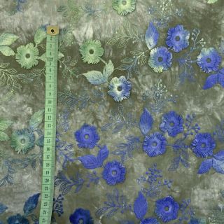 Cotton fabric TIE DYE EMBROIDERY Poppy design B