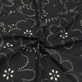 Cotton fabric VOILE Puffy black