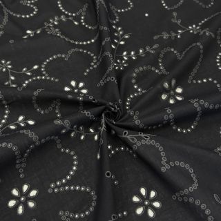 Cotton fabric VOILE Puffy black