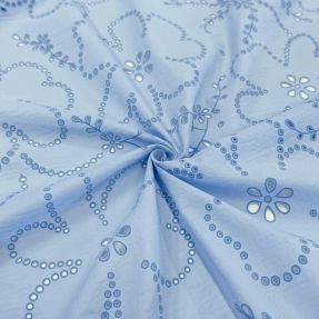 Cotton fabric VOILE Puffy blue