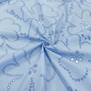Cotton fabric VOILE Puffy blue