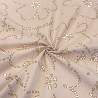Cotton fabric VOILE Puffy beige
