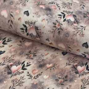 Double gauze/muslin Flower heart design A digital print