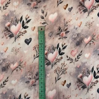 Double gauze/muslin Flower heart design A digital print
