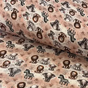 Double gauze/muslin Safari buddys design C digital print