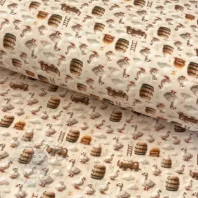 Double gauze/muslin Little farm animals design C digital print