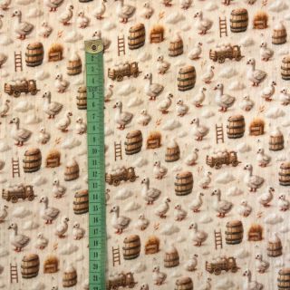 Double gauze/muslin Little farm animals design C digital print