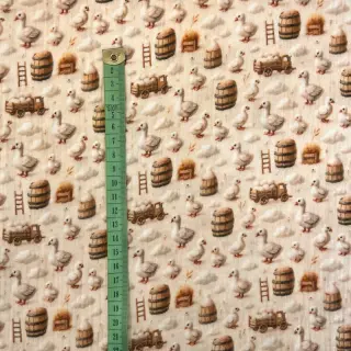 Double gauze/muslin Little farm animals design C digital print