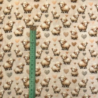 Double gauze/muslin Little farm animals design A digital print