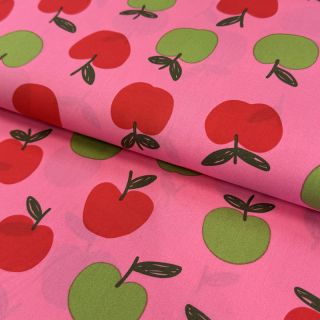 Cotton fabric Fruit apple pink digital print