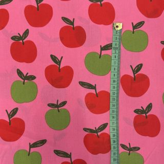 Cotton fabric Fruit apple pink digital print