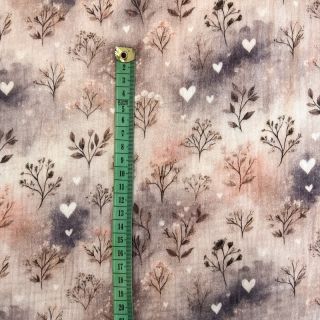 Double gauze/muslin Flower heart design B digital print