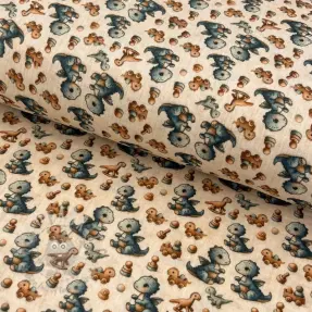 Double gauze/muslin Baby dino design B digital print