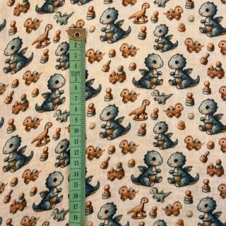 Double gauze/muslin Baby dino design B digital print