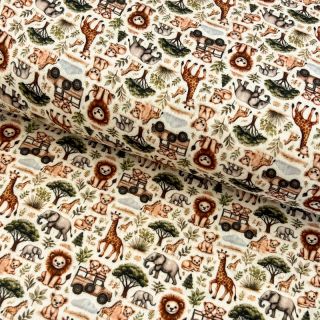 Double gauze/muslin Safari buddys design E digital print