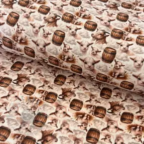 Double gauze/muslin Little farm animals design D digital print