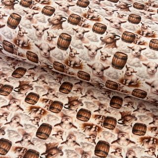 Double gauze/muslin Little farm animals design D digital print
