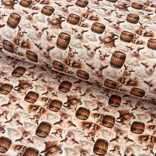 Double gauze/muslin Little farm animals design D digital print