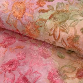 Cotton fabric TIE DYE EMBROIDERY Swingy design B