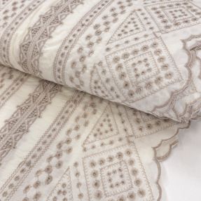 Cotton fabric EMBROIDERY Lilian beige