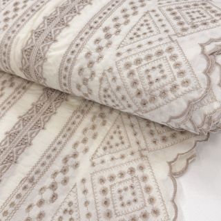 Cotton fabric EMBROIDERY Lilian beige