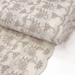Cotton fabric EMBROIDERY Lilian ecru