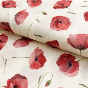 Cotton fabric Watercolour Poppy