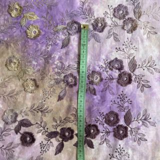 Cotton fabric TIE DYE EMBROIDERY Poppy design J