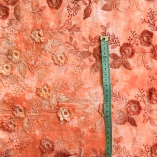 Cotton fabric TIE DYE EMBROIDERY Poppy design H