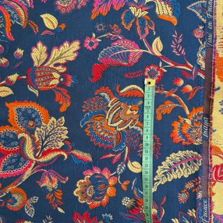 Decoration fabric jacquard Inaya bleu