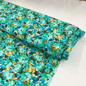 Viscose RAYON POPLIN Oil painted flowers design B digital print