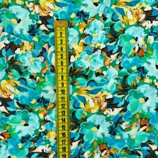Viscose RAYON POPLIN Oil painted flowers design B digital print