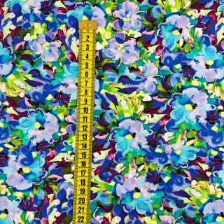 Viscose RAYON POPLIN Oil painted flowers design C digital print