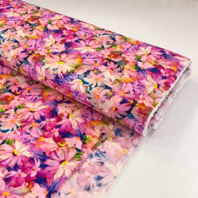 Viscose RAYON POPLIN Oil painted flowers design D digital print