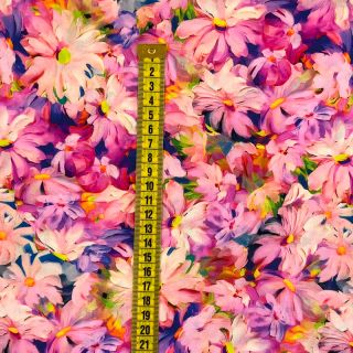 Viscose RAYON POPLIN Oil painted flowers design D digital print