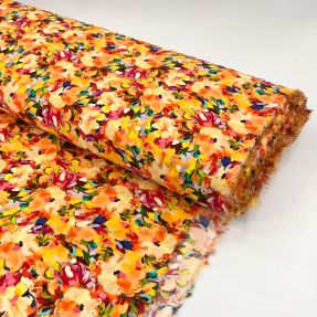 Viscose RAYON POPLIN Oil painted flowers design A digital print