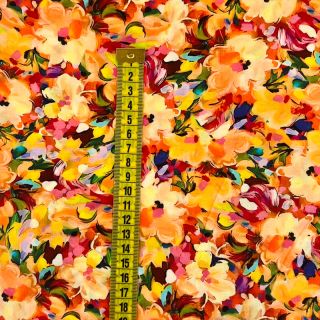 Viscose RAYON POPLIN Oil painted flowers design A digital print