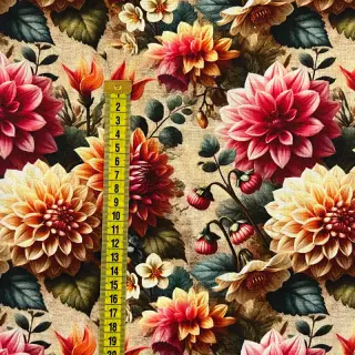 Linen viscose Rosalie design A digital print