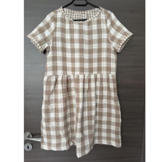 Double gauze/muslin Double sided CHECKS MINI sand