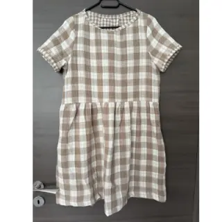 Double gauze/muslin Double sided CHECKS MINI sand